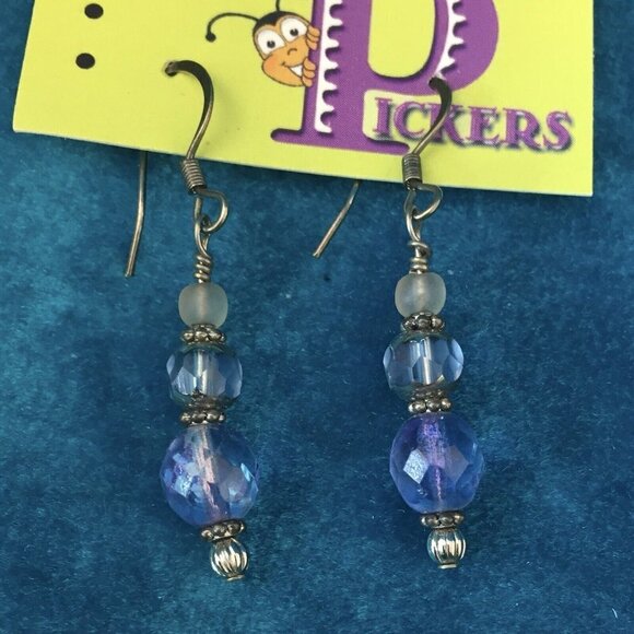 7 pairs dangle earrings - beaded - chains - ceramic - fused glass - sun and moon - Picture 8 of 8